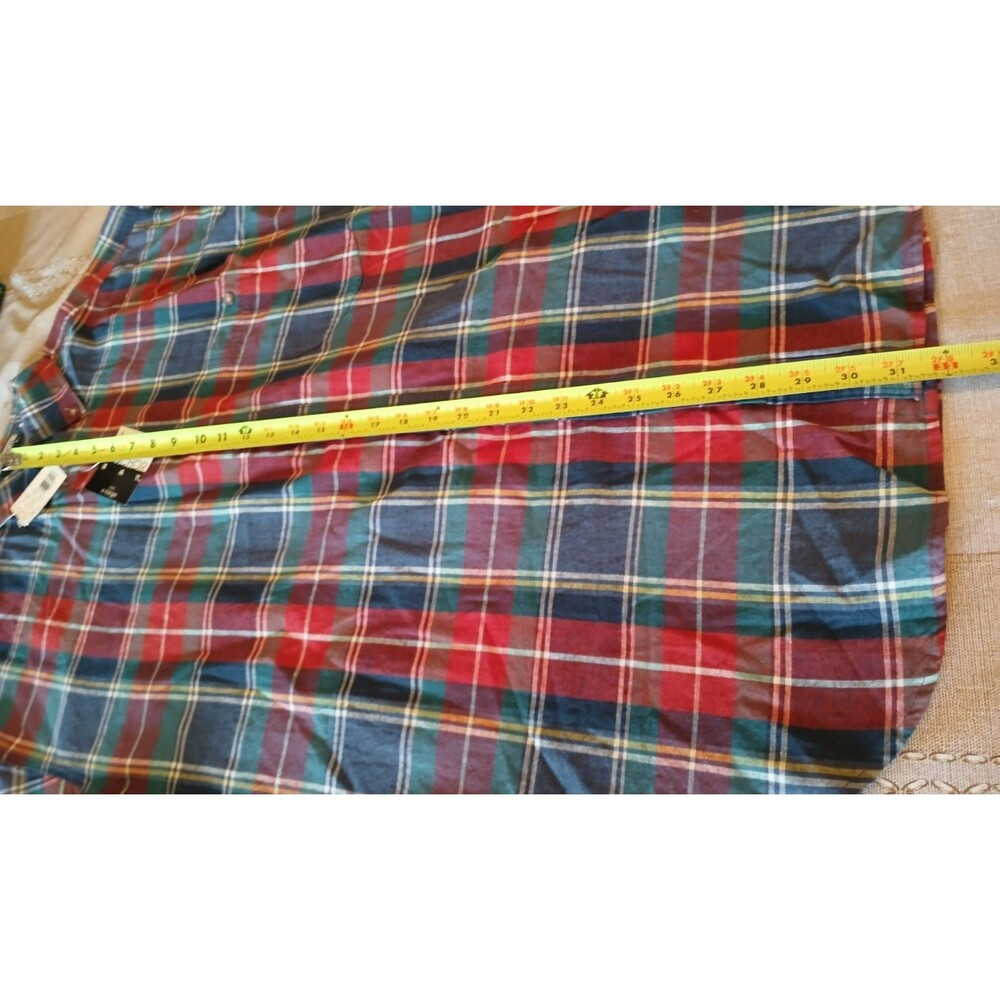 NWT 90's Anchor Bay Men's XL 100% Cotton Plaid Short Sleeve Shirt Classic Button - Picture 7 of 7